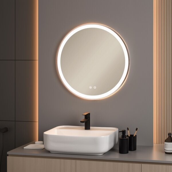 Brilagi-LED stmievateľné vyhrievané zrkadlo s podsvietením ALU PRO LED/18W/230V pr. 60 cm IP44 matný chróm