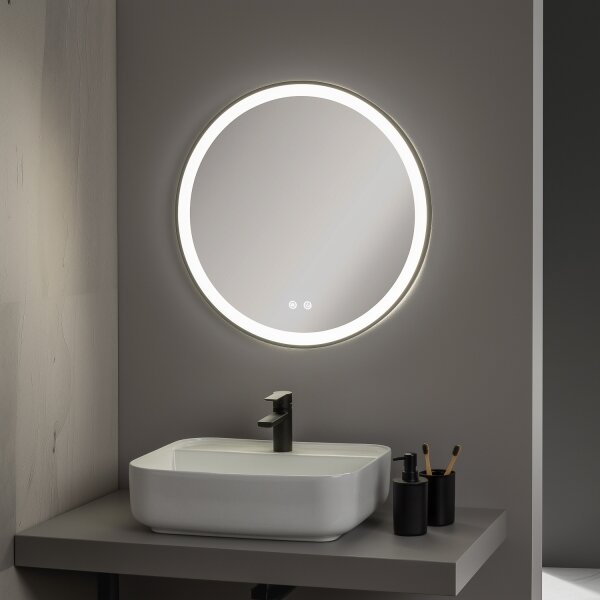 Brilagi-LED stmievateľné vyhrievané zrkadlo s podsvietením ALU PRO LED/18W/230V pr. 60 cm IP44 čierne