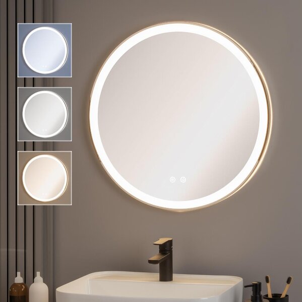 Brilagi-LED stmievateľné vyhrievané zrkadlo s podsvietením, hliníkový profil ALU PRO LED/18W/230V, priemer 60 cm, IP44, lesklý chróm