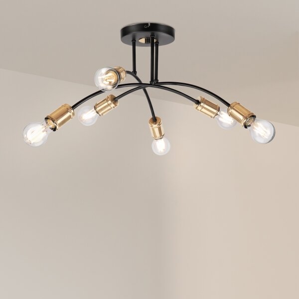 Prisadený luster ANYA 6xE27/15W/230V čierna/zlatá
