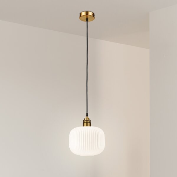 Luster na lanku HECTOR 1xE27/15W/230V biela/mosadz pr. 20 cm