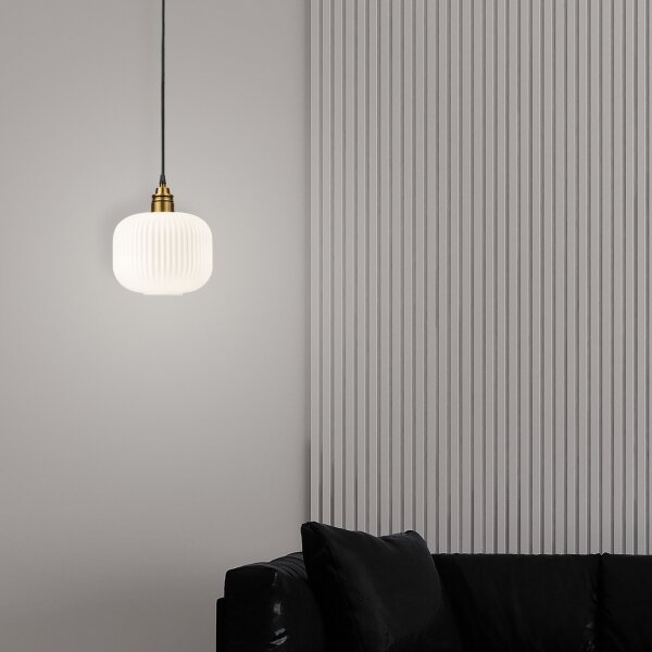 Luster na lanku HECTOR 1xE27/15W/230V biela/mosadz pr. 20 cm