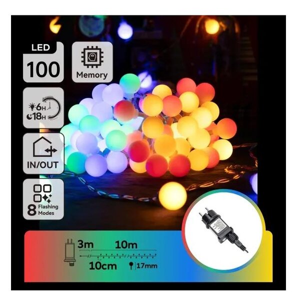 Aigostar - LED RGBY Vonkajší dekoratívny svetelný reťazec 100xLED/3,6W/230V/8 funkcií 10m IP44