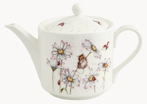 Čajník's pokrievkou z jemného kostného porcelánu Mouse & Flower
