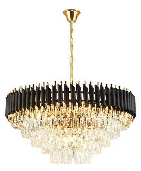 Toolight Toolight, stropná závesná krištáľová lampa 9xE14 APP1058-CP, čierna-zlatá, OSW-04400