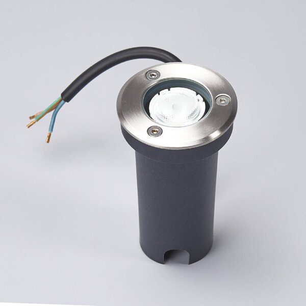 Lucande LED nájazdové svietidlá Kenan, Ø 7cm, nerezová oceľ, IP67, Hliník / sivá / zinok, Moderný, Zapustené podlahové svetlo