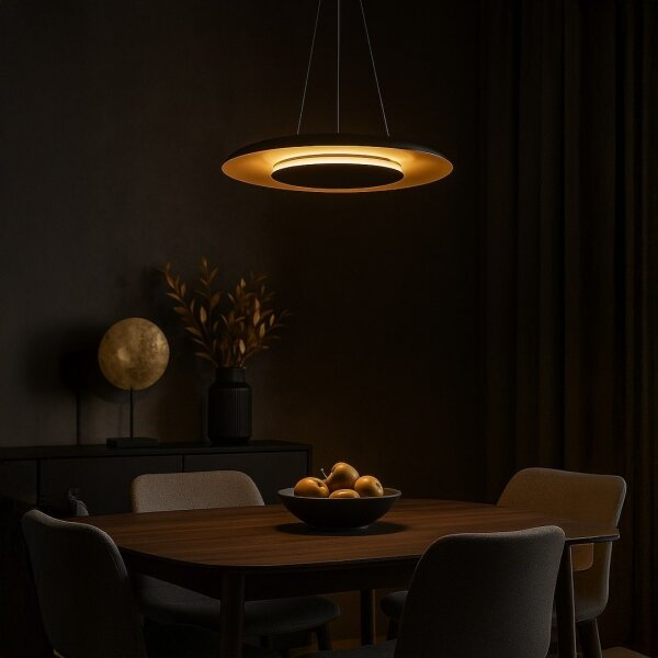 LED závesný luster na lanku PIATTINO LED/30W/230V 2700/3200/4000K pr. 40 cm čierna/zlatá