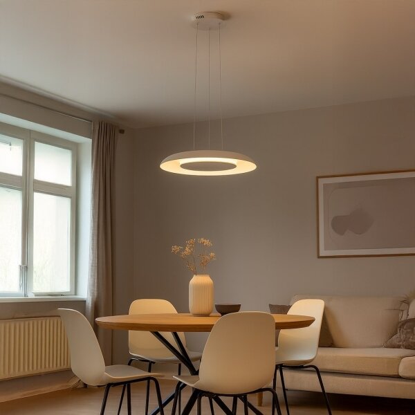 LED závesný luster na lanku PIATTINO LED/30W/230V 2700/3200/4000K priemer 40 cm biela