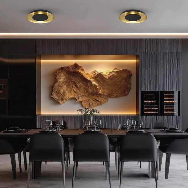 LED stropné svietidlo PIATTINO LED/30W/230V 3000/4000/6000K priem. 40 cm čierna/zlatá