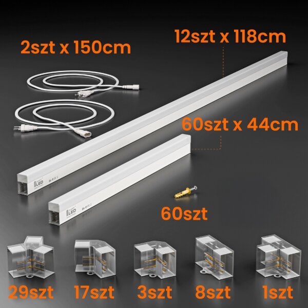 LED Stropné svietidlo LED/696W/85-265V 6500K 484x243 cm CRI 90 IP44 biela