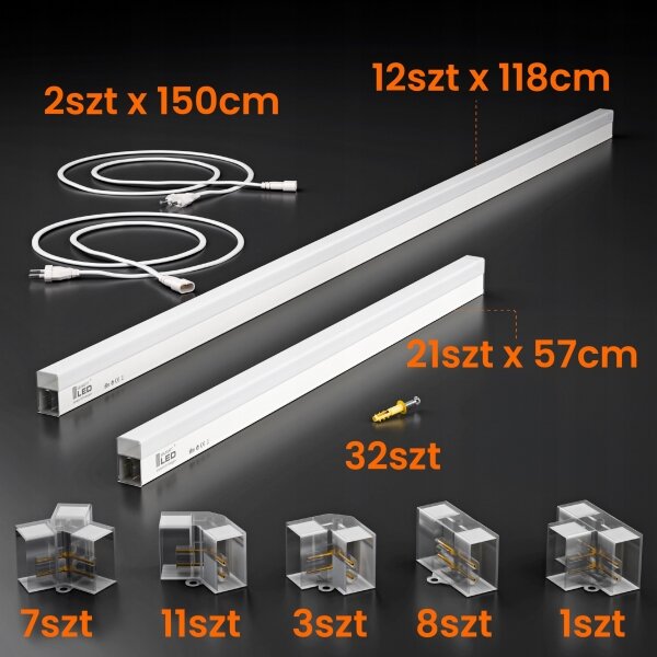 LED Stropné svietidlo LED/426W/85-265V 6500K 484x243 cm CRI 90 IP44 biela