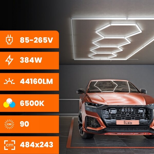 LED Stropné svietidlo LED/426W/85-265V 6500K 484x243 cm CRI 90 IP44 biela