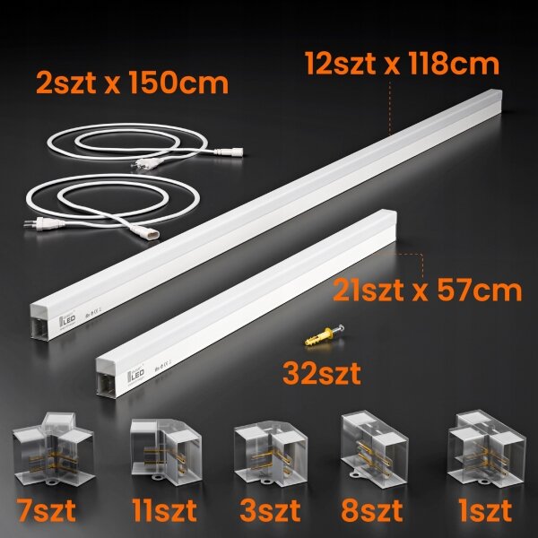 LED stropné svietidlo LED/426W/85-265V 4000K 484x243 cm CRI 90 IP44 biela
