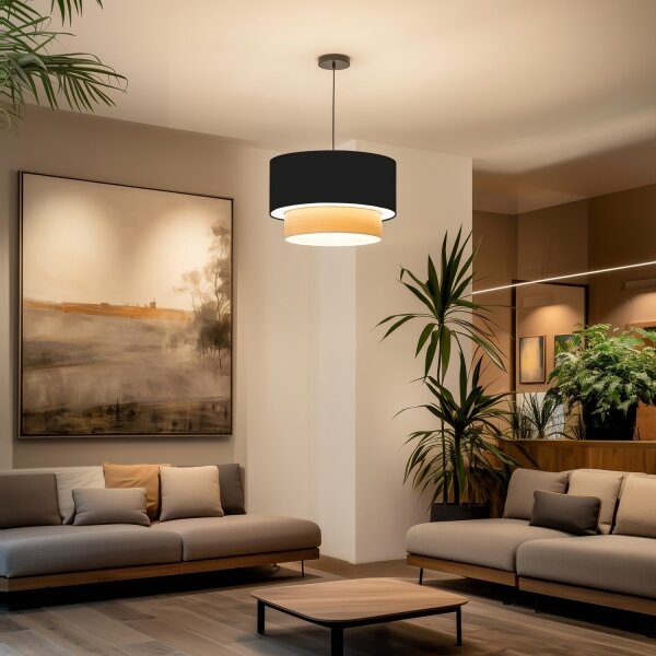 Brilagi - LED luster na lanku CERIA 1xE27/40W/230V priemer 50 cm čierna/béžová
