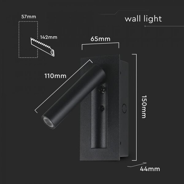 LED nástenné bodové svietidlo LED/2W/230V 3000K čierne