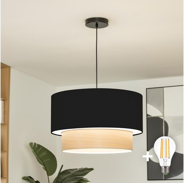 Brilagi - LED luster na lanku CERIA 1xE27/40W/230V priemer 50 cm čierna/béžová