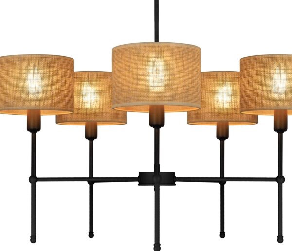 Luster na tyči MADELA 5xE14/40W/230V juta/čierna