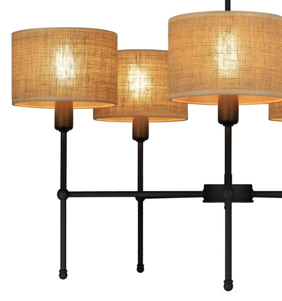 Luster na tyči MADELA 5xE14/40W/230V juta/čierna