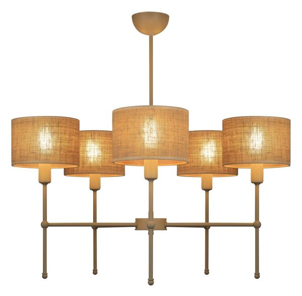 Luster na tyči MADELA 5xE14/40W/230V juta/béžová