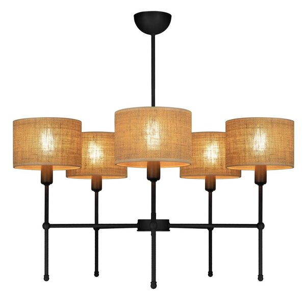 Luster na tyči MADELA 5xE14/40W/230V juta/čierna