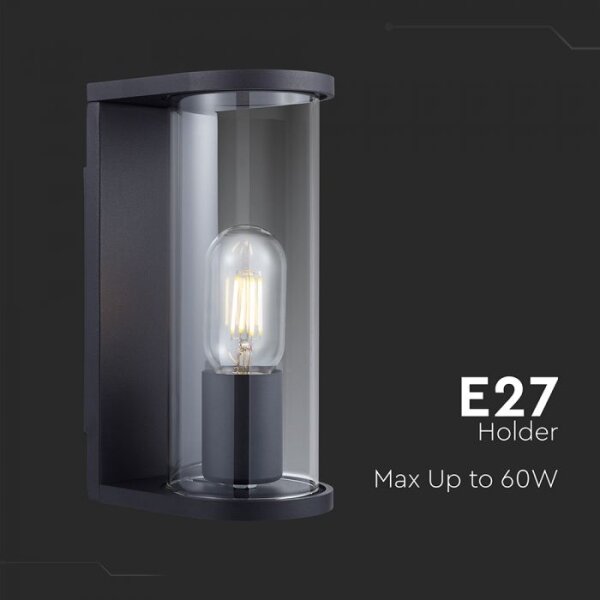 Vonkajšie nástenné svietidlo 1xE27/60W/230V IP44 čierne/dymové sklo