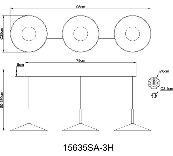 Globo 15635SA-3H - Závesný LED luster na lanku LAMPONE LED/24W/230V 4000K béžový