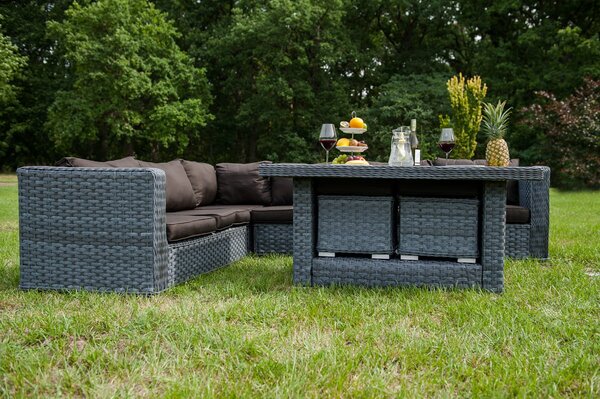 ZÁHRADNÝ SET MAESTOSO ŠEDÝ 288 x 223 cm + STÔL + 2 x TABURET