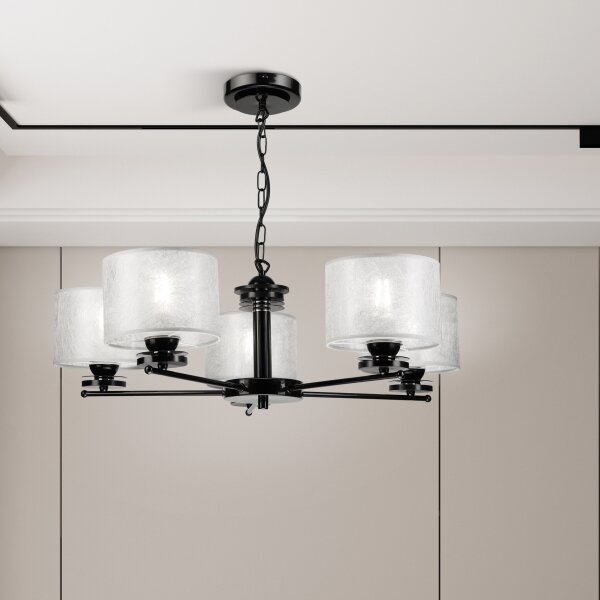 Luster na reťazi ROSA 5xE27/60W/230V čierna/šedá
