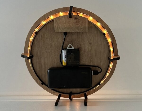 Li-Go 23712/DUB/BAT2 - LED stmievateľné hodiny so senzorom, LED/1xAA, priemer 32 cm, dub
