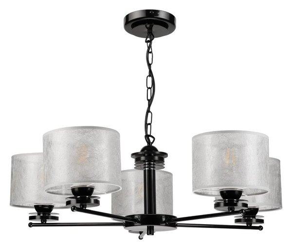 Luster na reťazi ROSA 5xE27/60W/230V čierna/šedá