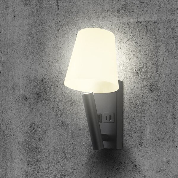 LED nástenné svietidlo s USB portom LED/2W/230V 3000K čierna/biela