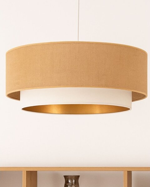 Závesný luster na lanku SARTA 1xE27/60W/230V pr. 45 cm biela/juta