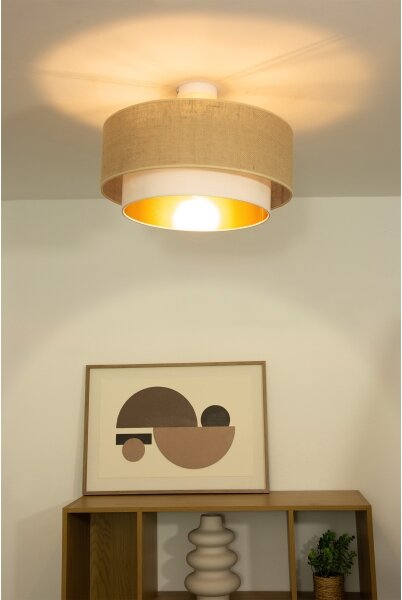 Prisadené stropné svietidlo SARTA 1xE27/60W/230V pr. 45 cm biela/juta