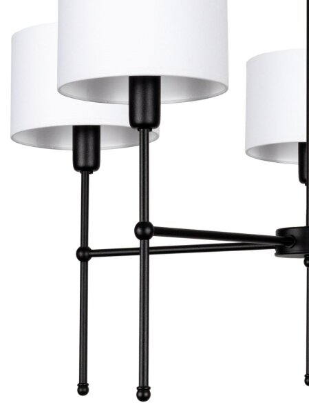 Luster na tyči MADELA 5xE14/40W/230V biela/čierna