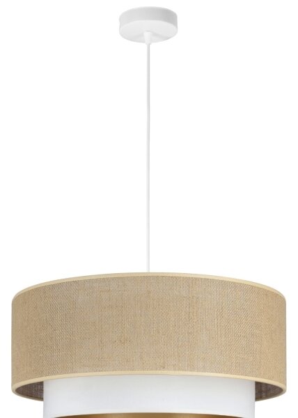 Závesný luster na lanku SARTA 1xE27/60W/230V pr. 45 cm biela/juta