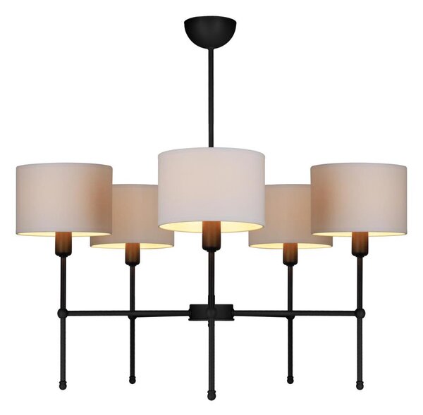 Luster na tyči MADELA 5xE14/40W/230V biela/čierna