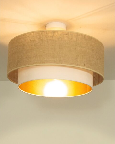 Prisadené stropné svietidlo SARTA 1xE27/60W/230V pr. 45 cm biela/juta