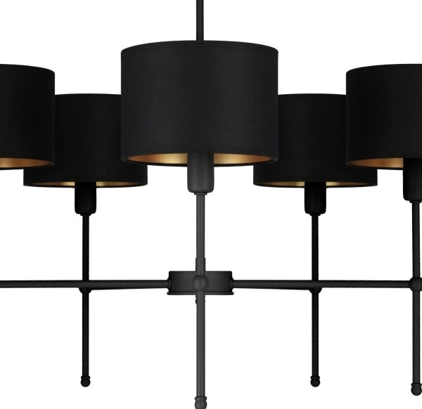 Luster na tyči MADELA 5xE14/40W/230V čierna