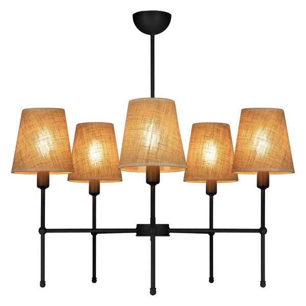 Luster na tyči MADELA 5xE14/40W/230V juta/čierna