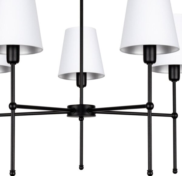 Luster na tyči MADELA 5xE14/40W/230V biela/čierna