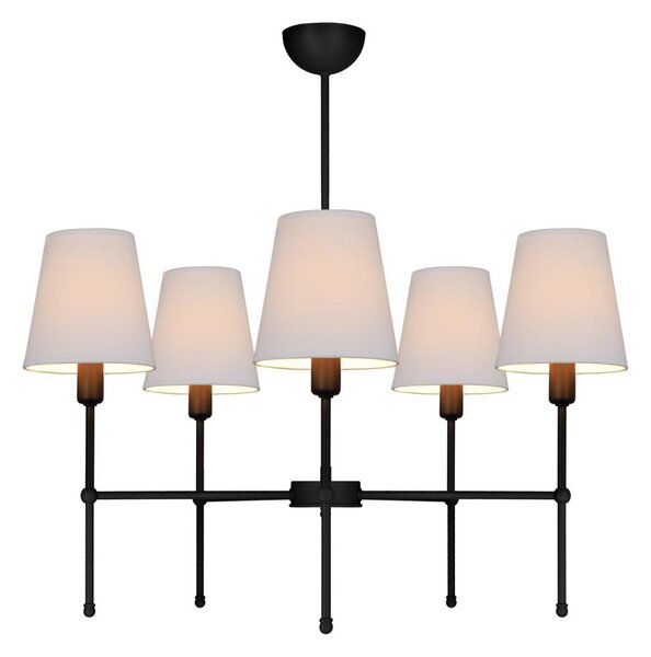 Luster na tyči MADELA 5xE14/40W/230V biela/čierna