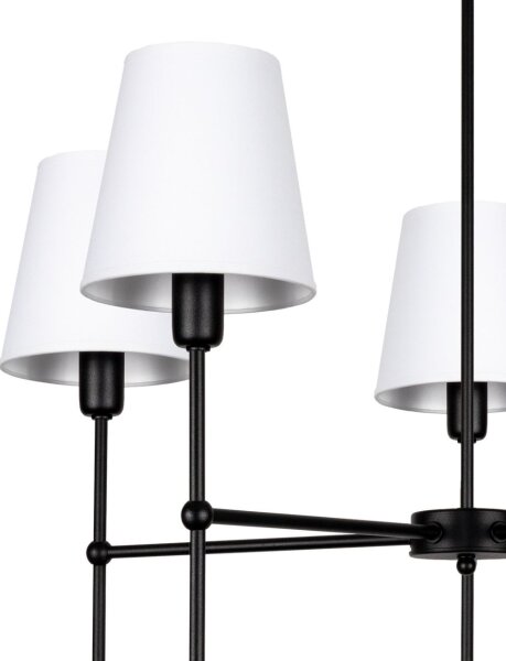 Luster na tyči MADELA 5xE14/40W/230V biela/čierna