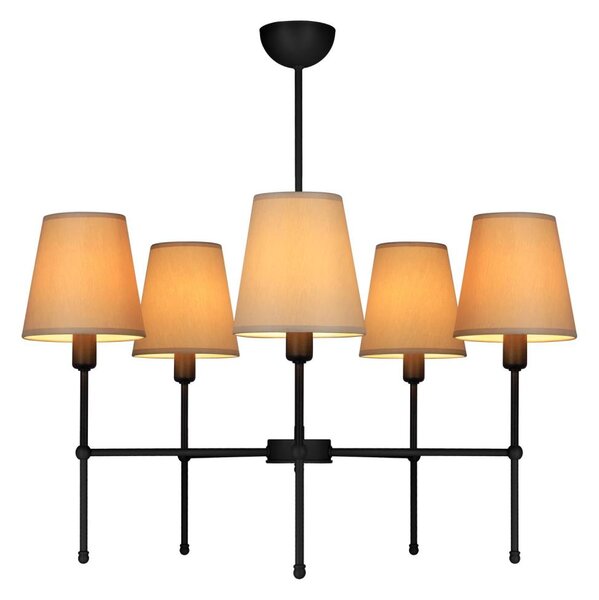 Luster na tyči MADELA 5xE14/40W/230V béžová/čierna