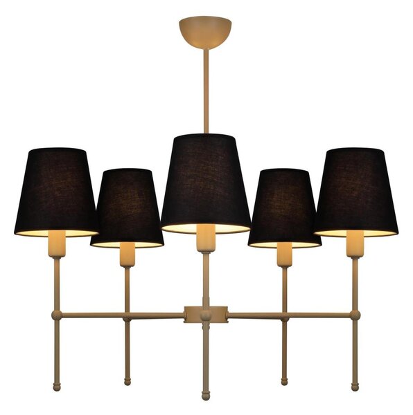 Luster na tyči MADELA 5xE14/40W/230V čierna/béžová