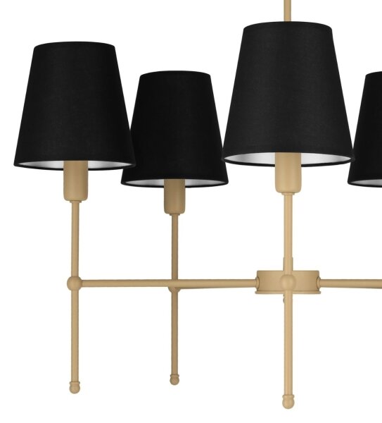 Luster na tyči MADELA 5xE14/40W/230V čierna/béžová