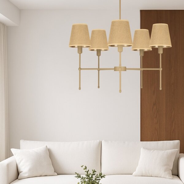 Luster na tyči MADELA 5xE14/40W/230V juta/béžová