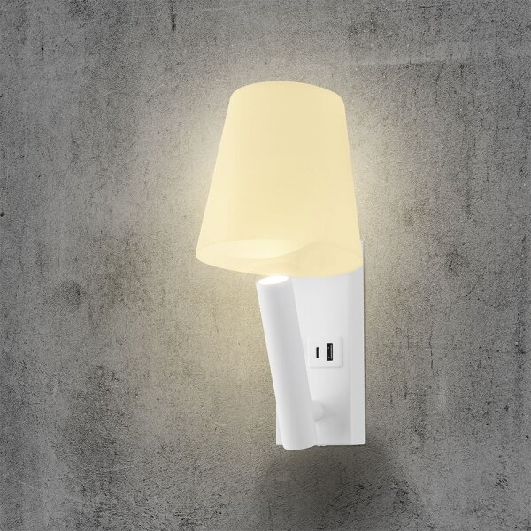 LED nástenné svietidlo s USB portom LED/2W/230V 3000K biela