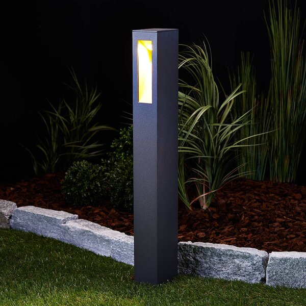 Lucande LED svetlo na chodník Jenke, 65 cm, antracit, hliník, Čierna, Hliník, Moderný, Osvetlenie príjazdovej cesty
