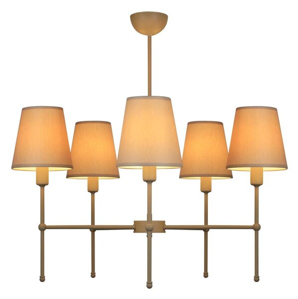 Luster na tyči MADELA 5xE14/40W/230V biela/béžová