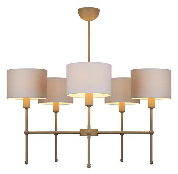 Luster na tyči MADELA 5xE14/40W/230V biela/béžová